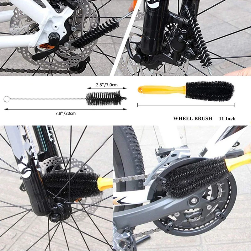 Motorcycles,Chain Cleaner for Chain/Crank/Sprcket/Tire Corner Rust Blot Dirt Clean Road Bike Qiccijoo Bike Cleaner Tool Kit,Bicycle Chain Cleaning Brush Tool Set for Mountain Bike 4 Pcs Set 