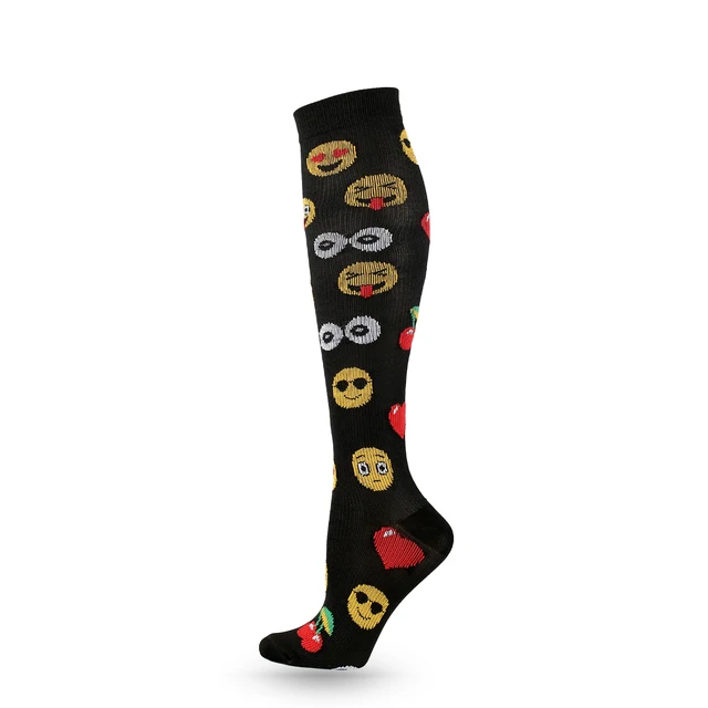 2021 New Cartoon Compression Stockings For Men Women Nylon Smiley Pattern Compress Socks Cycling Sock Prevent Varicose Veins 2