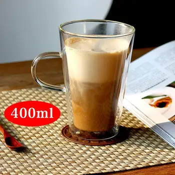 

Creative Tea Cup Double Glass Transparent Coffee Pots Water Cup Clear Bar Glass Cup Dining Milk Drinks Container