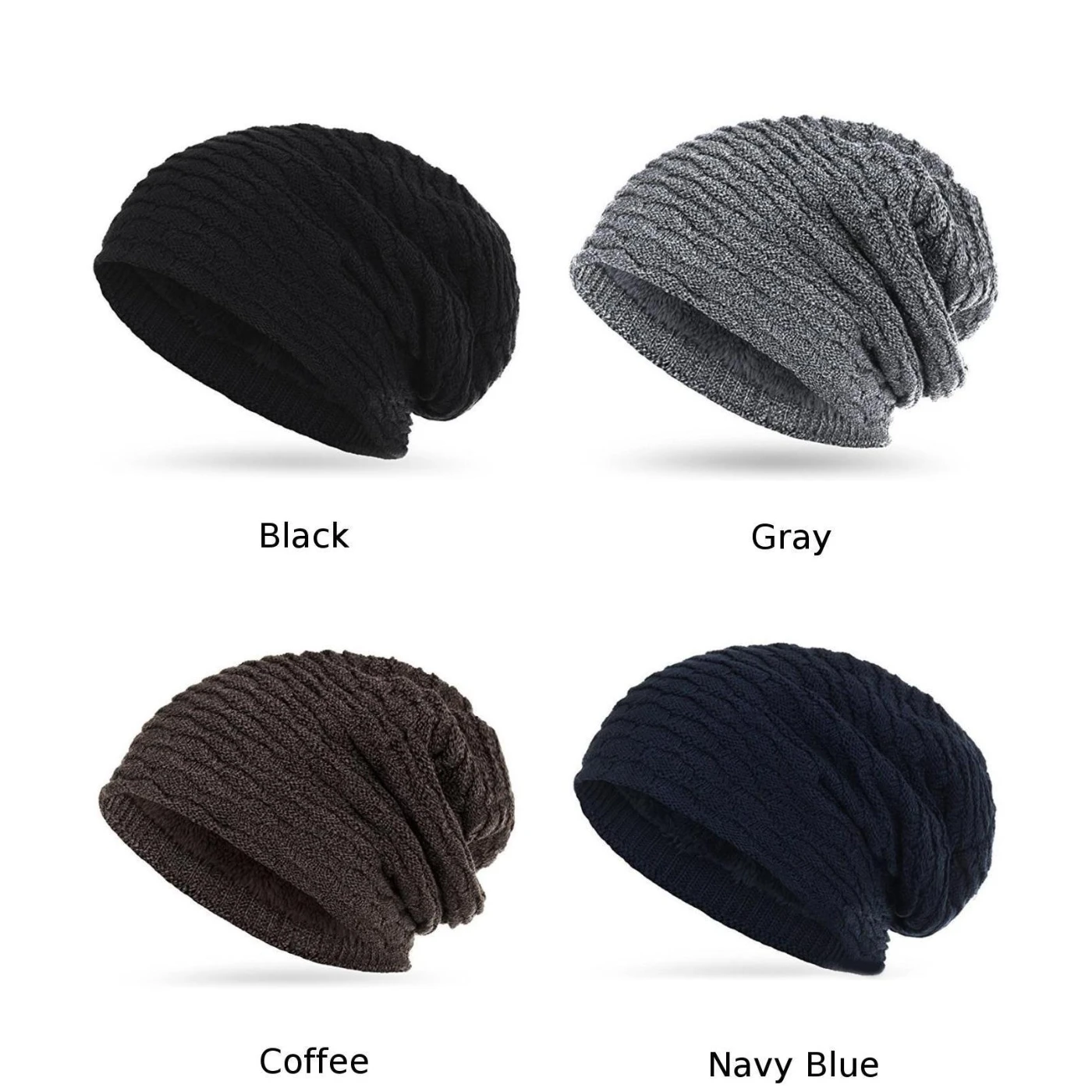 Comfortable Mens Women Knit Baggy Beanie Cap Winter Pleated Slouchy Extra Long Fashion Hat Durable Wool Material