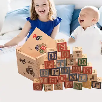 

Educational Variable Blocks 27 Tablets Printing Digital English Letters Building Blocks Wooden Toy For 1-3 Years Old Kids