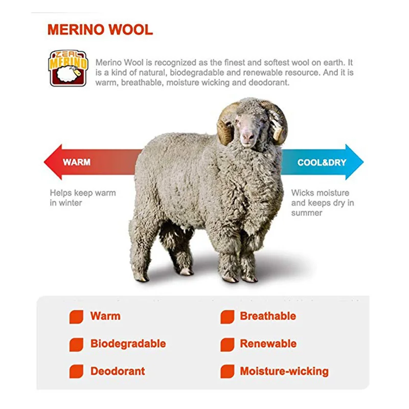 Пешие прогулки носки ZEALWOOD унисекс из мериносовой шерсти спортивные на открытом
