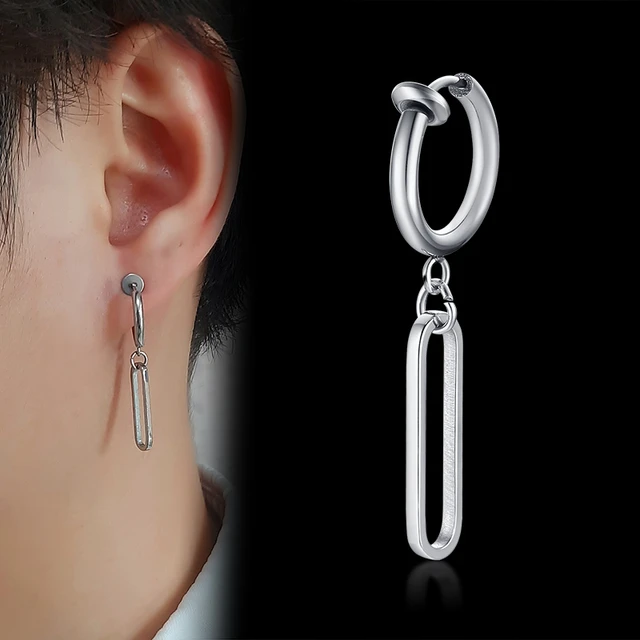 10 Pcs/1 Set Clip-on Hoop Earrings Men's Stainless Steel Fake Perforated  Pendant Earrings Cross Feather Ear Clips - Clip Earrings - AliExpress
