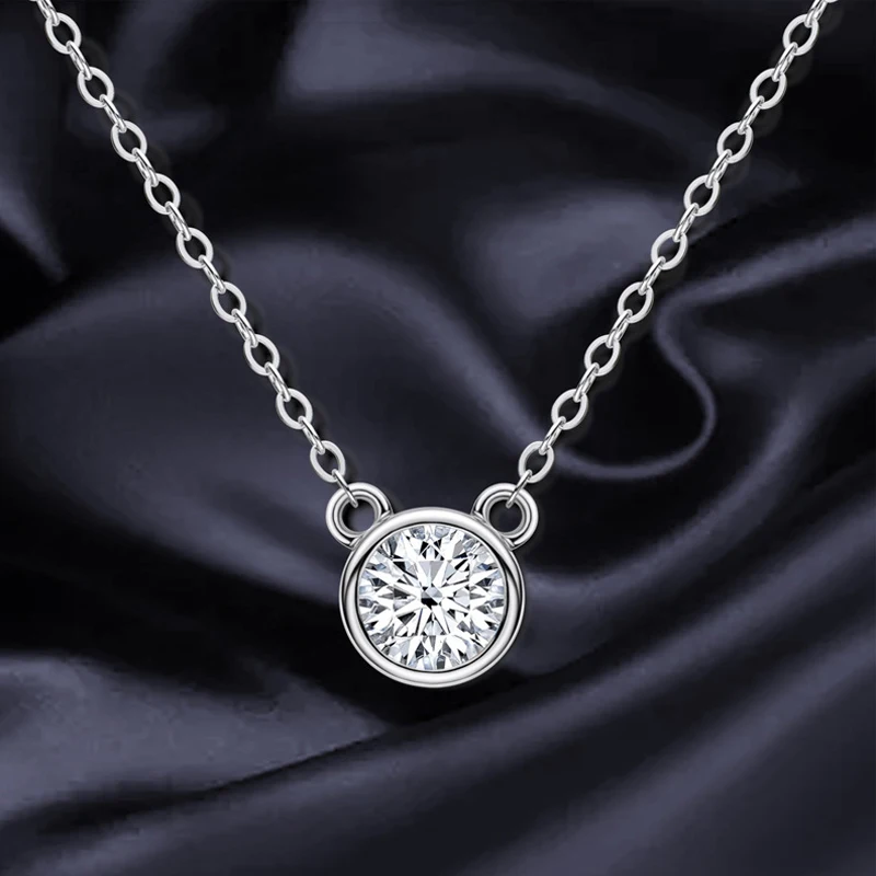OEVAS 100% 925 Sterling Silver Real 1 Carat D Color Moissanite Pendant Necklace Sparkling Wedding Party Fine Jewelry For Women