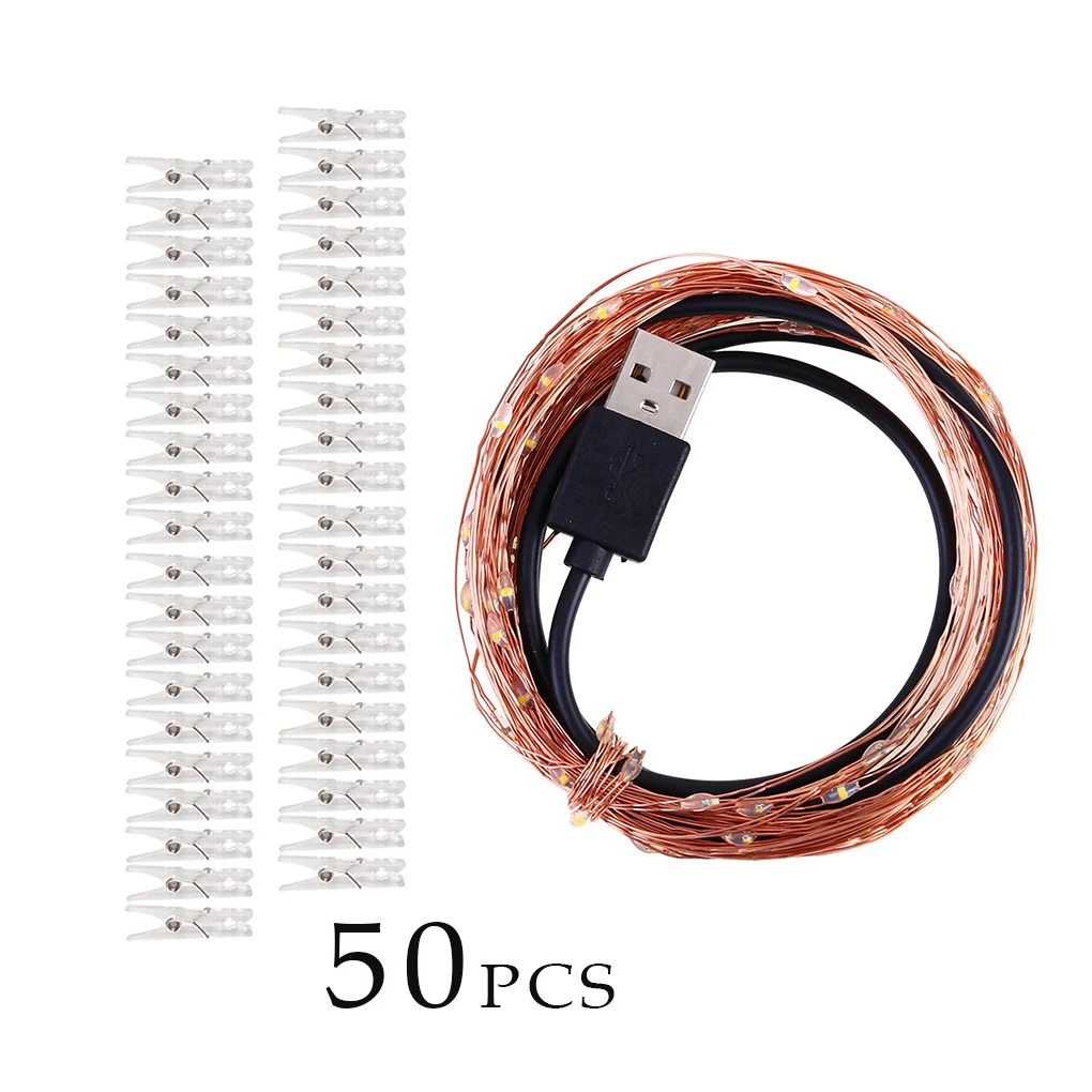 2M/5M/10M Photo Clip USB LED String Lights Fairy Lights Battery Operated Home Christmas Decoration Wedding Party Accessories - Испускаемый цвет: NO.3