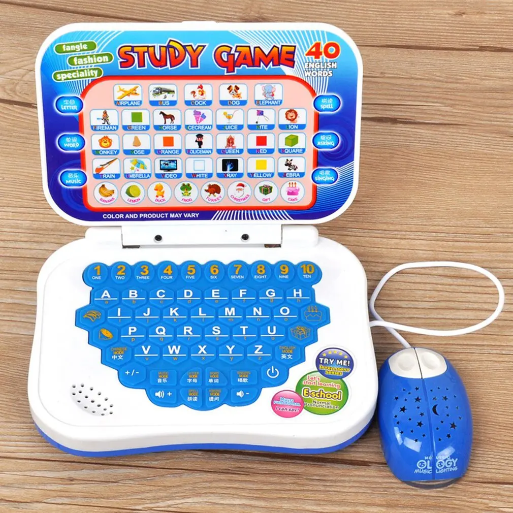 with mouse Китайская и английская двуязычная обучающая машина, Игрушки для раннего образования, цветная обучающая компьютерная машина для раннего образования с мышкой - Цвет: with mouse
