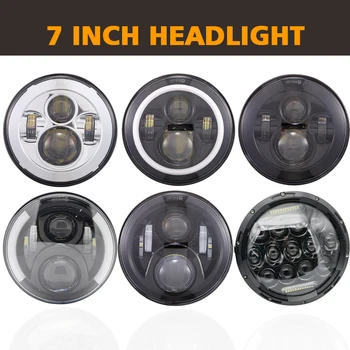 

7 inch LED Headlights with Halo Ring Amber Turn Signal For Lada Niva 4x4 Samurai 7 Led Halo Headlight For VAZ 2101 Softail Cafe