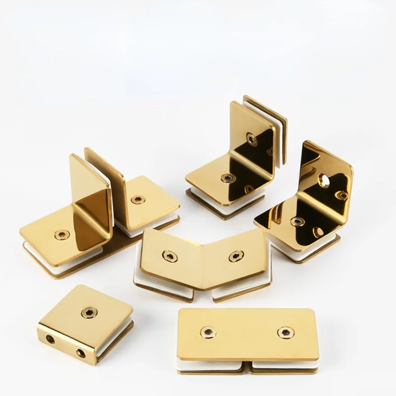 Braçadeira de Vidro Titanium Gold L-shaped Chuveiro Sala Partição Código Acessórios de Vidro do Banheiro Código de Conexão Aço Inoxidável 304
