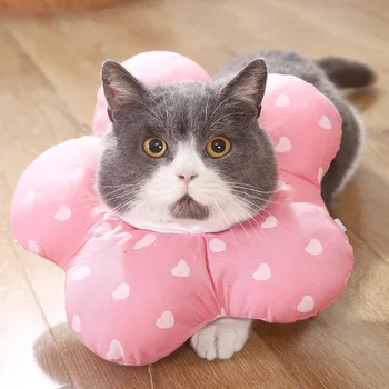 

Adjustable Cat Recovery Collar, Waterproof Neck Elizabethan Cone After Surgery, Wound Healing Protective Soft Edge for Pets