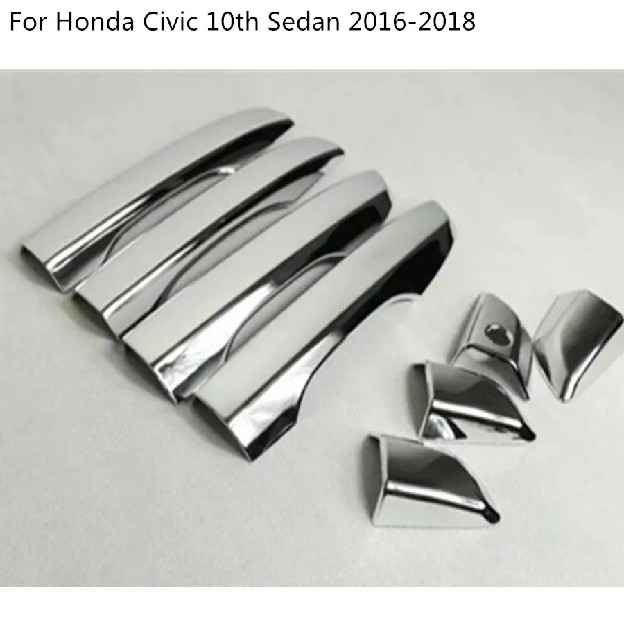 Для Honda Civic 10th Sedan стальная гарнитура для кузова защитная рамка из палочек лампа отделка ABS Хромированная ручка двери автомобиля 8 шт