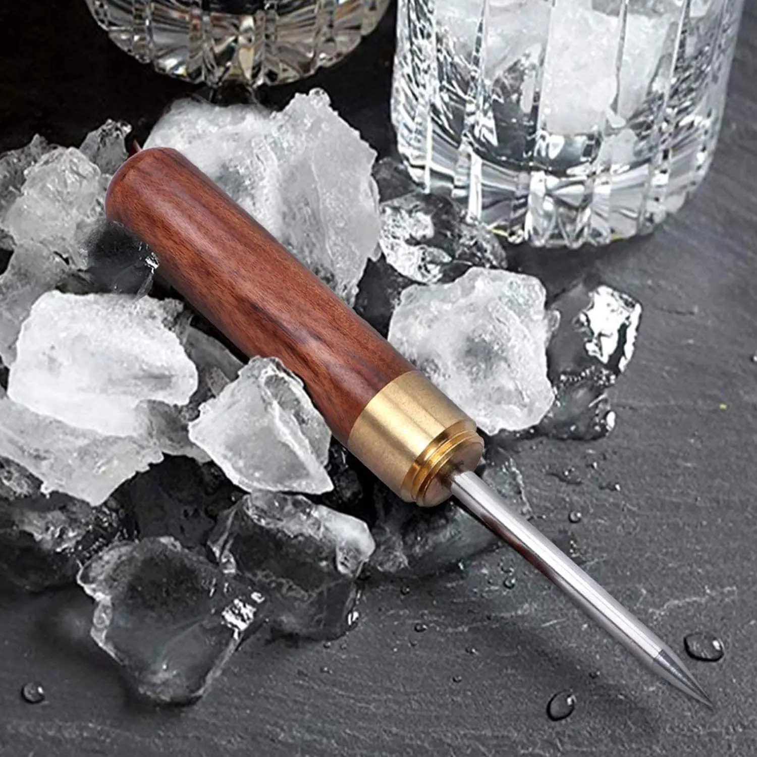 3 PCS Ice Pick Stainless Steel with Wooden Handle 