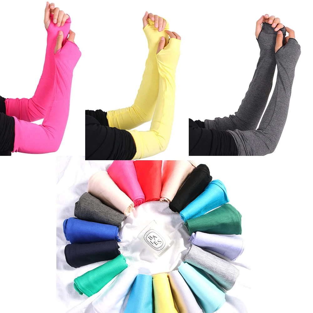Women Multifunctional Sunscreen Arm Warmer Half Finger Cotton Long Fingerless Gloves Cuff Hand Protection Anti-UV 20 colors fingerless gloves sunscreen gloves ice sleeve gloves