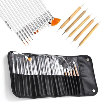 

Manicure Tool Set Professional Nail Kit Phototherapy Pen Manicure Brush Point Pen With Bag 20pcs Gel Polish Glue Brush Nail Tool
