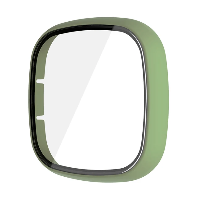 Glass+Case Full Cover For Fitbit Versa 3 Sense Watch Case Screen Protector Fitbit Smart Watch Shell Dark Green