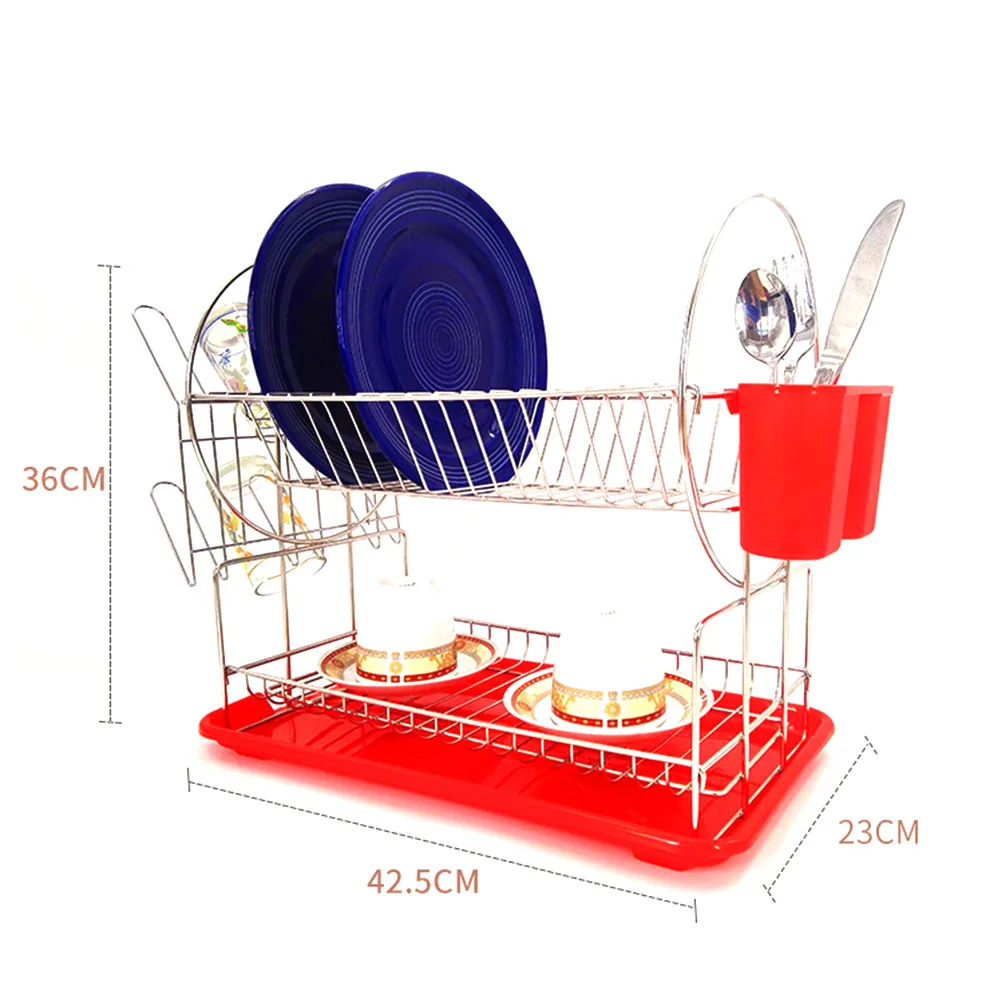 2 яруса тарелка из нержавеющей стали держатель для ножей Кухня Столовые приборы полка блюдо подкладки-сушилки стойки для хранения кухни