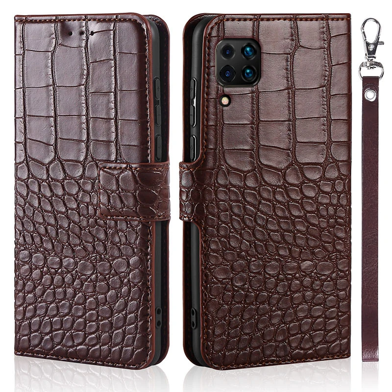 

Luxury Leather Case For Huawei Nova 6 Se Soft TPU Silicone Great protection from dirt Card-Slot Cover Crocodile Cases