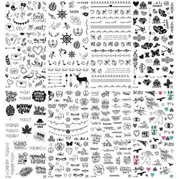 

5pcs /lot Princess Waterproof Temporary Tattoos Flower Tattoo Hat Body Butterfly Deer Rose Star Stickers Letter Love Water Heart