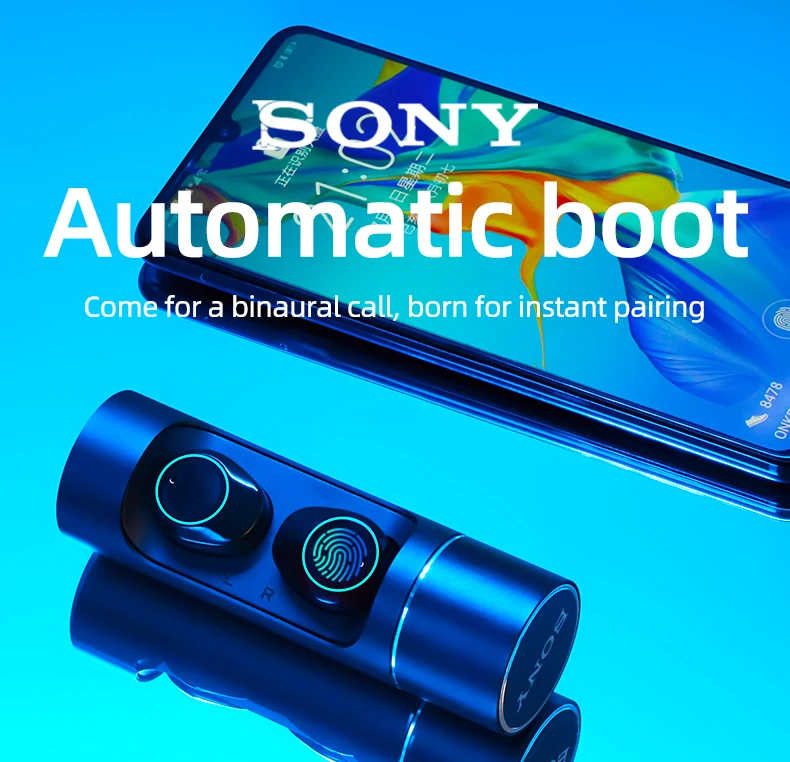 BONY TWS 5,0 Беспроводная bluetooth-гарнитура с сенсорным отпечатком пальца с двойным микрофоном спортивные Игровые наушники HD стерео Беспроводная гарнитура