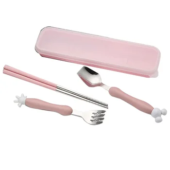 

Cute Cartoon Stainless Steel Children's Tableware Set Fork Teaspoon Tableware Children's Tableware Set 4 Pieces