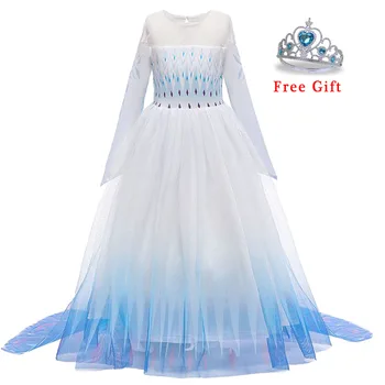 

2020New Snow Queen Anna Elsa2 Christmas Dress Halloween Carnival Cosplay Party Vestidos Girl Clothing Elsa Costume Dresse3-12yrs