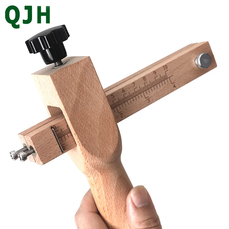 

Adjustable Leather Strap Cutter Belt Strap Cutting DIY Hand Cutting Wooden Strip Cutter With 5 Sharp Blades Leather Tools
