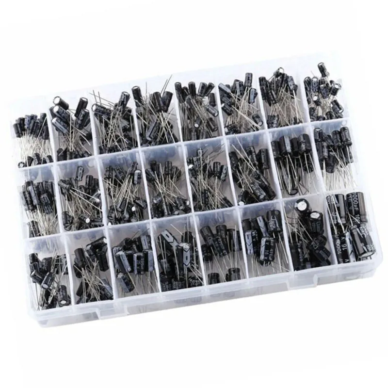 

500pcs Electrolytic Capacitor Assortment Kit 0.1UF-1000UF 10V-50V 24 Value w/Box Aluminum miniature making circuit accessories