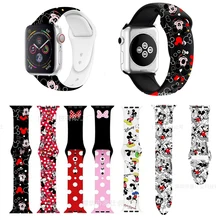 Disney Mickey Mouse Apple Watch Strap 44/40/42/38 Mm Printed Strap Cartoon Silicone Strap Bracelet for IWatch Series SE/6/5/4/3