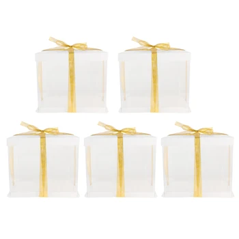 

5Pcs Transparent Cake Box Cake Packaging Box Storage Case Container Box Cake Box For Dessert Birthday Party Cake Supplies