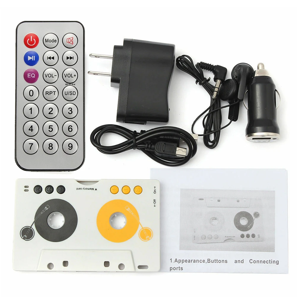 USB комплект стерео портативный MP3 аудио пульт дистанционного управления винтажный Профессиональный MMC музыкальный автомобильный Кассетный плеер автоматический адаптер ленты