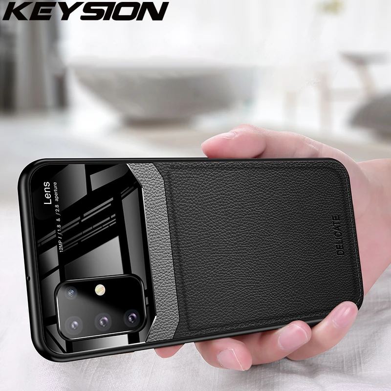 Ударопрочный чехол KEYSION для Samsung Galaxy S20 Plus кожаный зеркальный накладка из