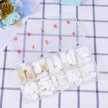 

500pcs Artificial French Nail Tips Full Cover False Nails Artificial Tips with Box for Art Salons Home DIY Manicure(White)