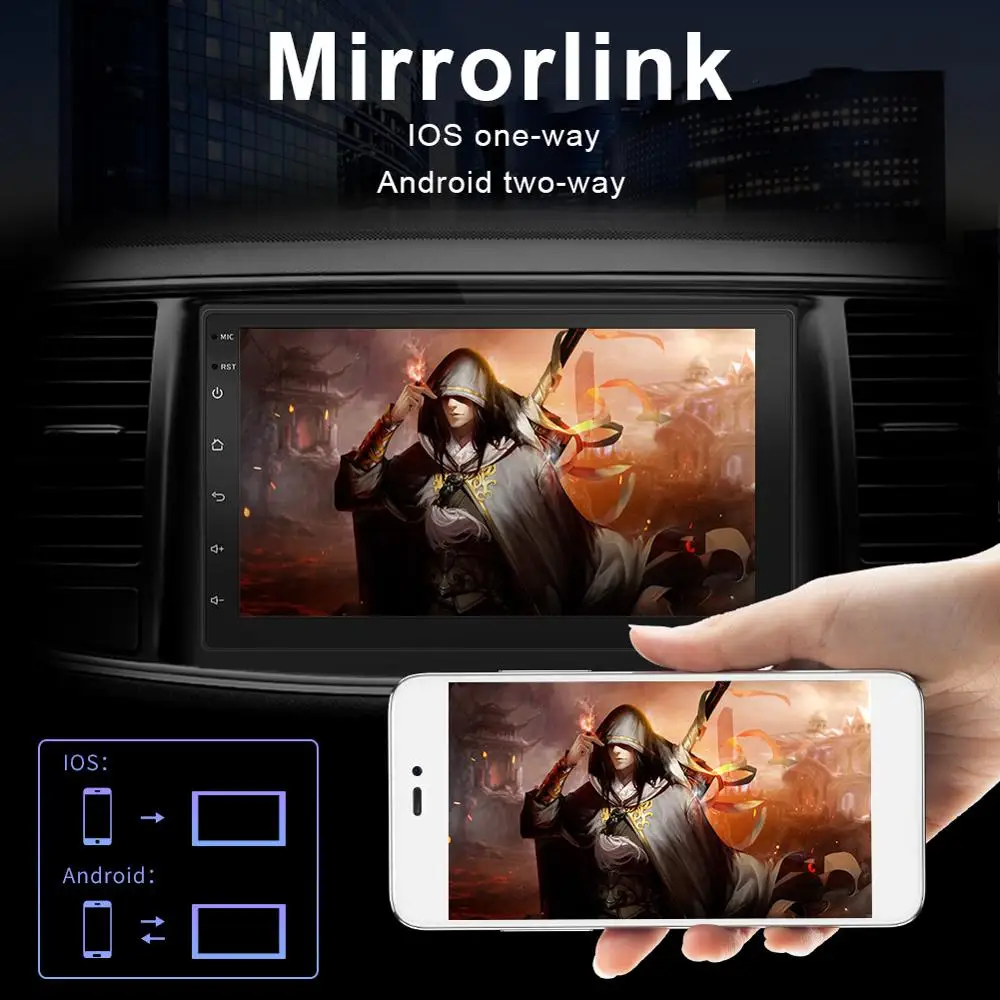 7 дюймовый автомобильный плеер радио FM 12 В 60 Вт Android Wi Fi Интернет GPS навигация Bluetooth