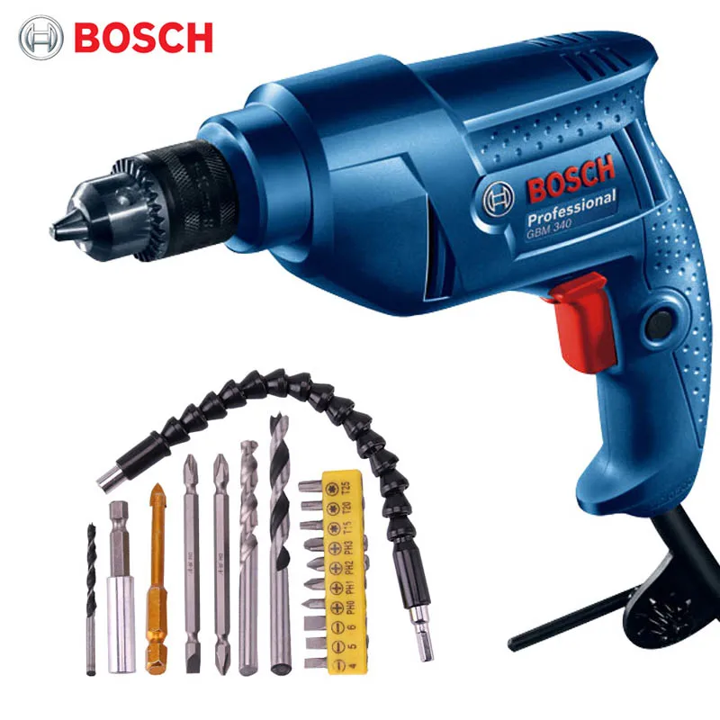 Оригинальная Классическая электрическая ручная дрель BOSCH GBM340 сделай сам 220 В