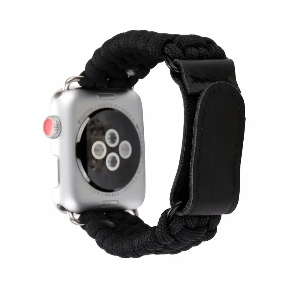 Нейлоновый спасательный трос ремешок с кожаной петлей Пряжка для apple watch ремешок 38 мм/42 мм/40 мм/44 мм наручный ремень для iWatch серии 5 4 3