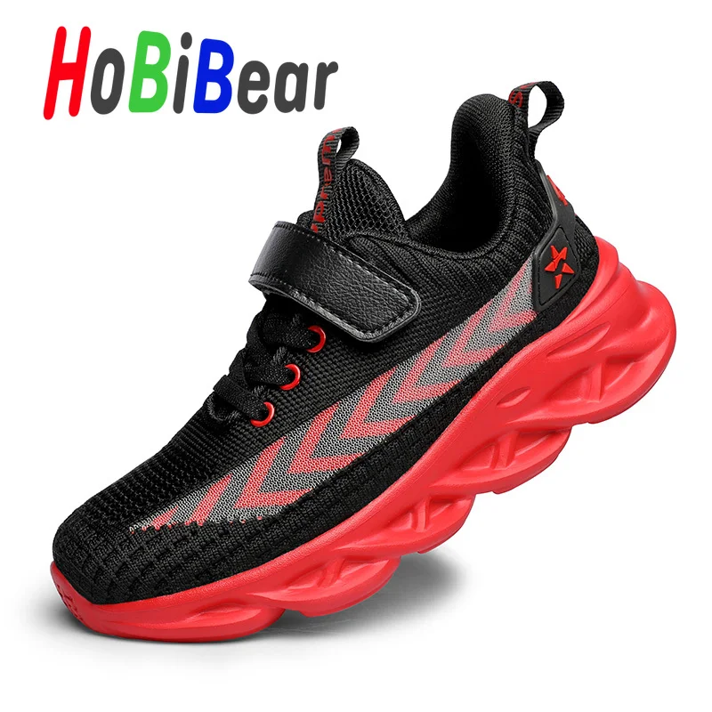 HOBIBEAR/Школьная брендовая спортивная обувь для больших мальчиков; дышащие уличные Детские кроссовки; Детские дизайнерские кроссовки; модные детские кроссовки для малышей