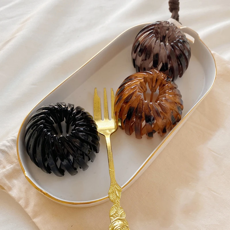 Fashion Women's Bird Nest Expanding Crystal Tail Hair Bun Holder Clips Claw Pins Horsetail Buckle Clip Hairdresser Korea |