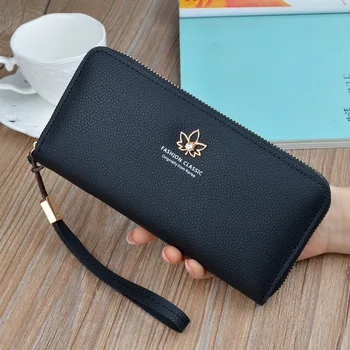 

Black Women Wallets Large Capacity Long Purse Fashion Female Causal Wallet Leather Cell Phone Pocket Card Holder Coin Purse