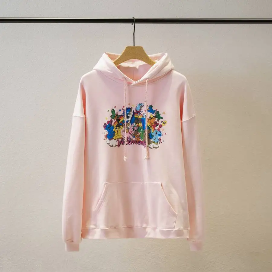 pink Vetements, женские толстовки, большие размеры, вышивка, Harajuku, толстовка, уличная одежда, толстовки, кавайный принт, толстовки, розовые, vetements, толстовки - Цвет: pink