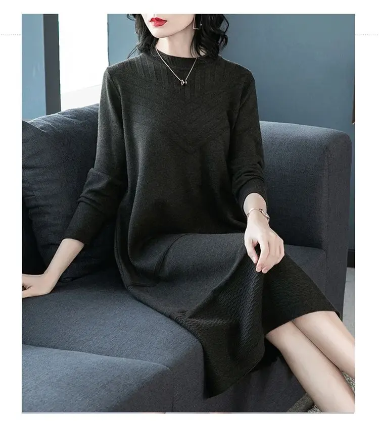 Осеннее женское свободное плотное вязанное длинное платье-свитер размера плюс 5XL женское трикотажное платье-пуловер большого размера Vestidos AQ568
