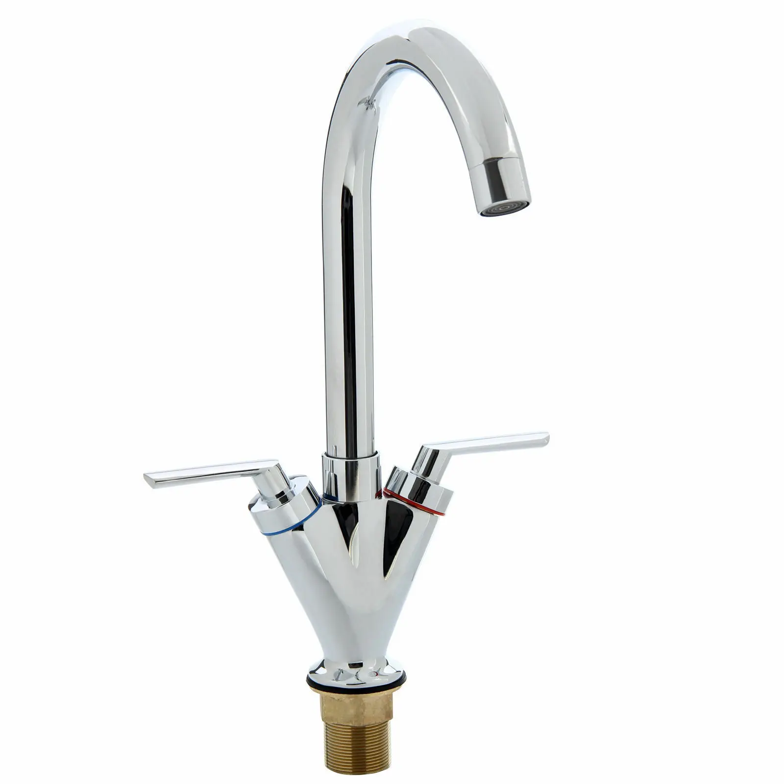 Double Handle Kitchen Faucets Sink Tap Kitchen Crane Mixer 360 Swivel Brass Brushed Nickel Home Improvement for Kitchen Faucets