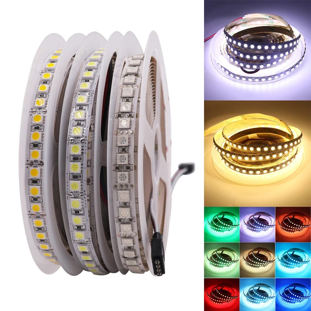 Водонепроницаемая гибкая светодиодная лента SMD 5050 5054 60 светодиодов/м 120 5 м 12 В