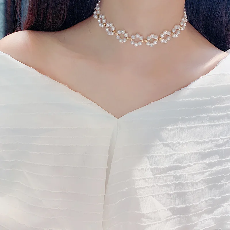 New Fashion Popular Exquisite Accessories Pearl Clavicle Chain Woman Neck Ornaments Choker Necklace Tide Trendy Gift Party Punk