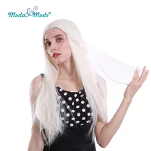 Moda& Mode волосы 613#2" длинные белые шелковые прямые синтетические кружевные передние парики термостойкие парики с натуральной частью парик для женщин