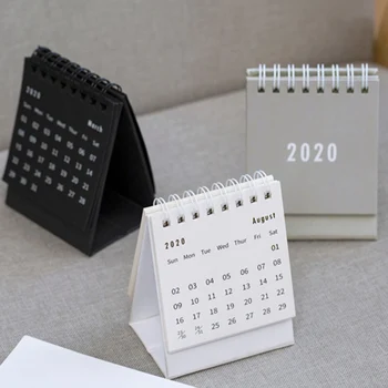 

New year 2020 mini table calendar creative simple desk coil notepad kraft paper calendar Daily Schedule Yearly Agenda Organizer