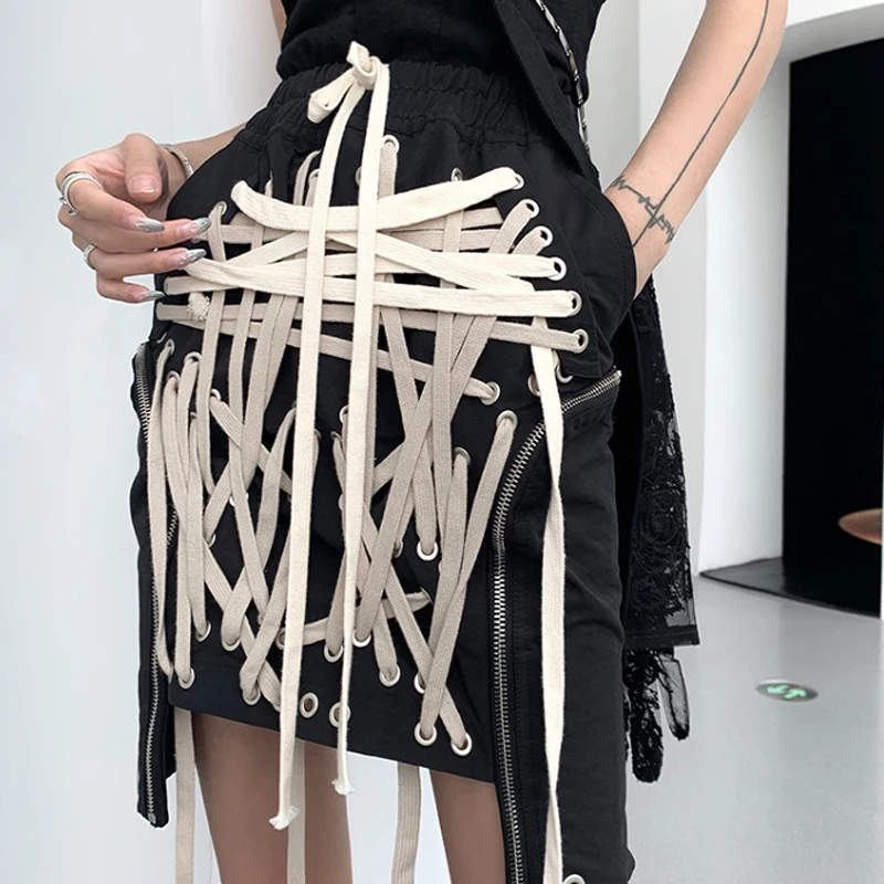 Женская готическая юбка Owen seak черная в стиле High Street Dark Rock модель 20ss на лето|Юбки| |