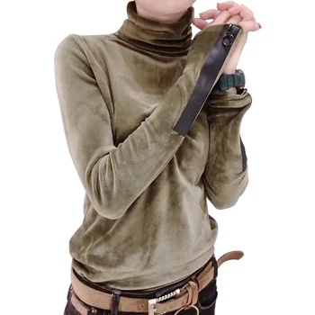 

Plus Size Thick Warm Winter Velvet Top Female Turtleneck Pullovers Long Sleeve Warm Women's Sweaters Shirt Zipper Jersey Mujer