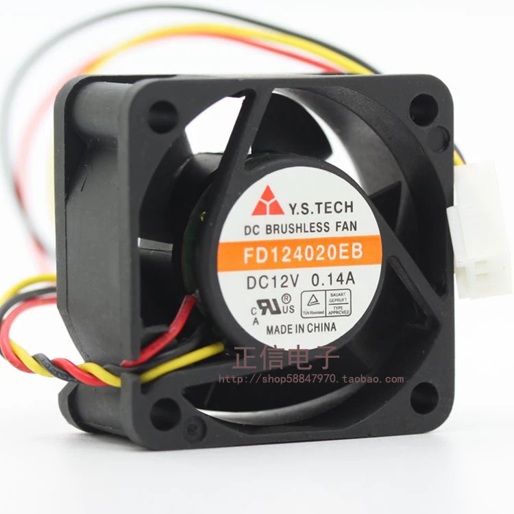 Free Shipping 3pin mute FD124020EB cooling fan 40x40x20mm for Y.S Tech 12VDC 0.12A