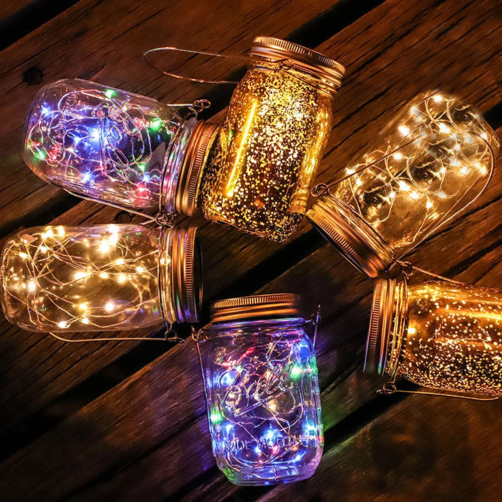 

Solar Mason Jar Light 20Led Waterproof Glass Hanging Lantern Warm Light Outdoor String Lamp Fairy Decor For Home Party Garden