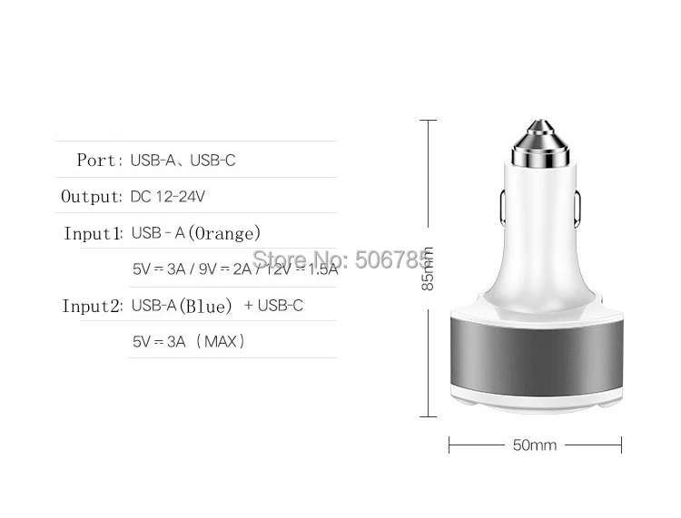 50 шт./Лот 12 В 3 А Быстрая зарядка QC3.0 usb адаптер автомобильная с портом type c дорожное