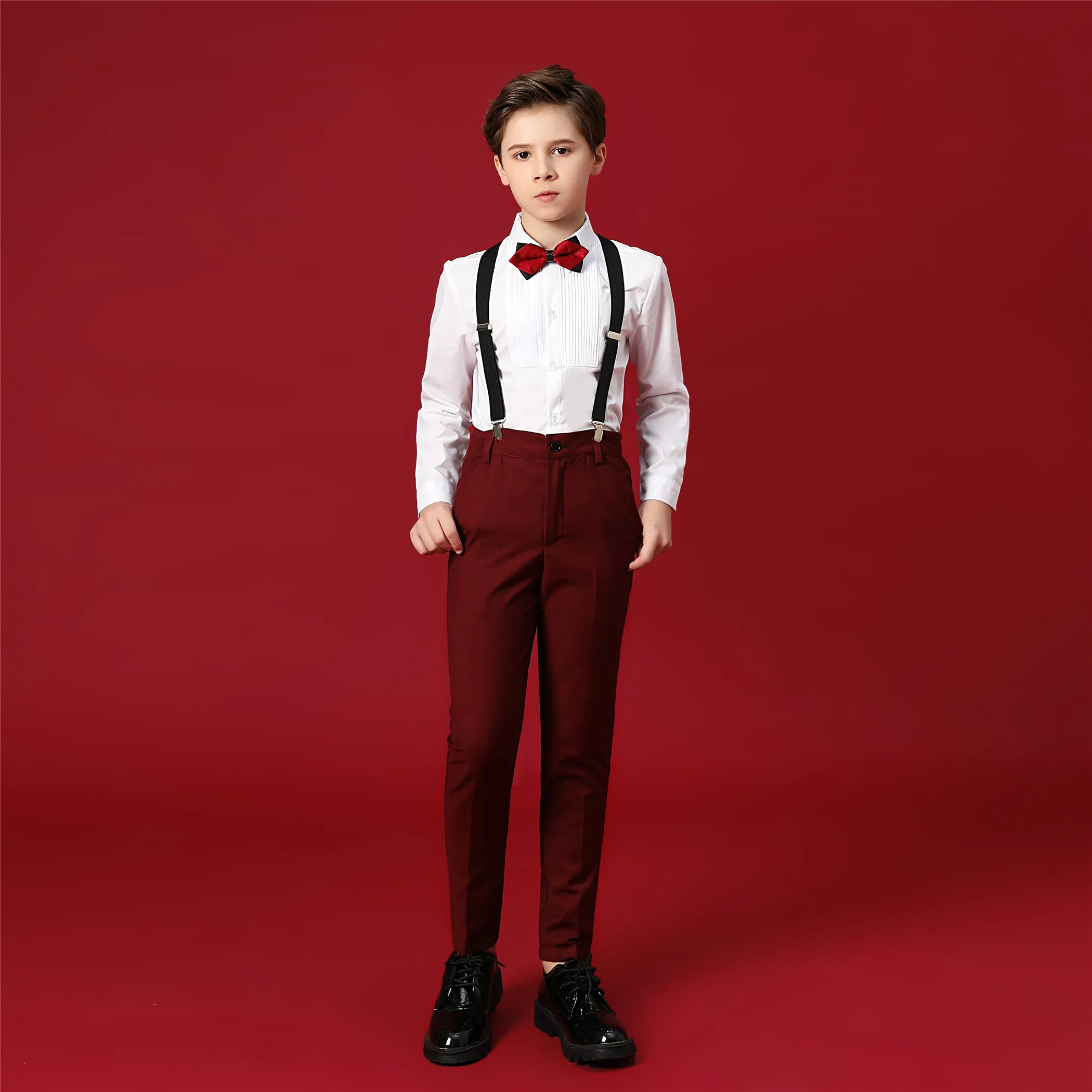 4PCS-02Red YuanLu костюмы для мальчиков торжественные костюмы для свадьбы из 4 предметов, платье для малышей, одежда для мальчиков(2-14 лет - Цвет: 4PCS-02Red